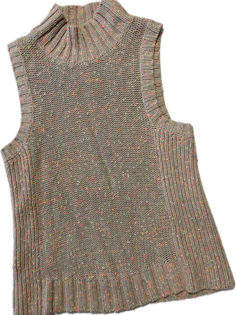 Anthropologie Neutral Knit Sweater with Neon Speckles
